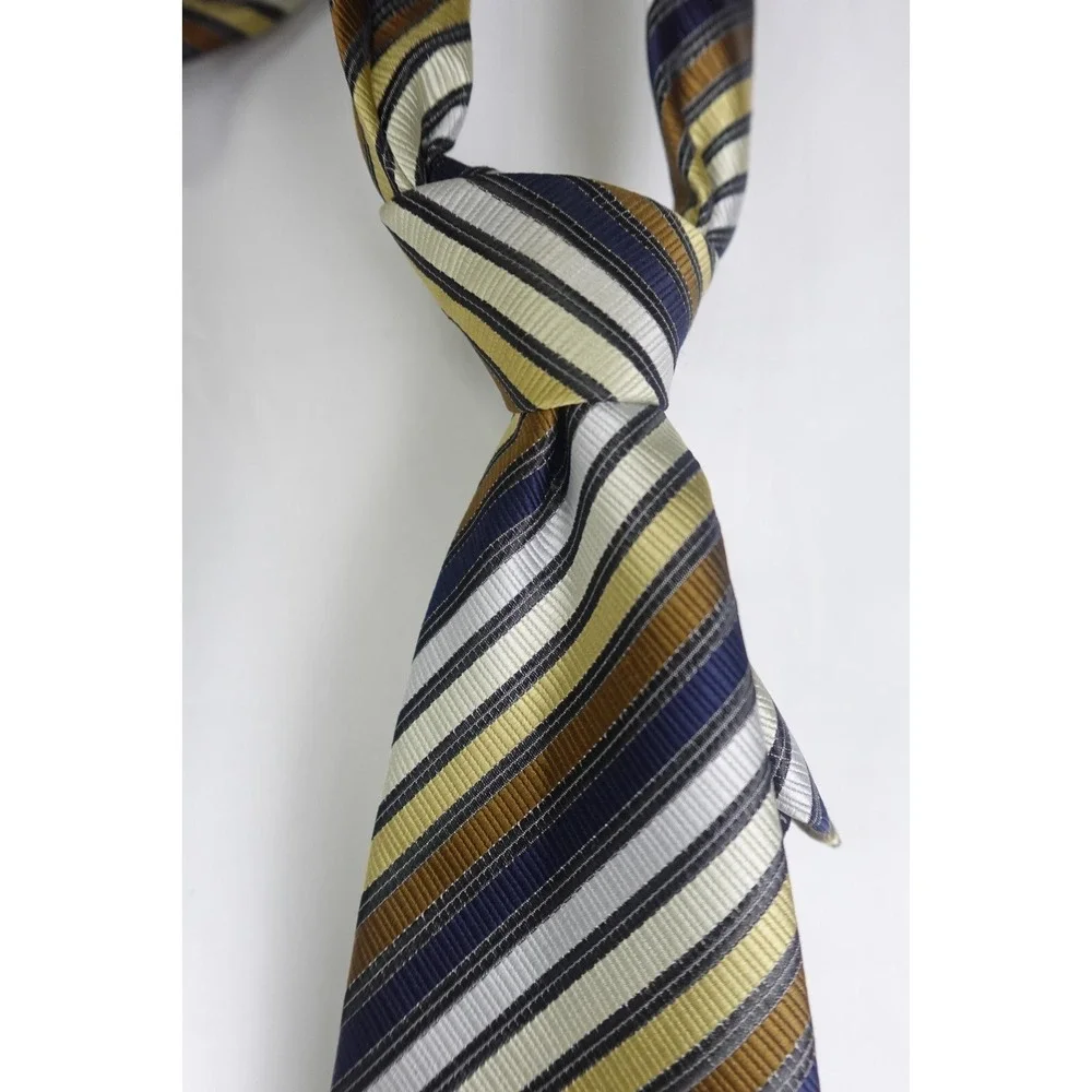 Bergamo New York Necktie Tie Men Stripe  100% Silk Hand Made Extra Long‎ Repp